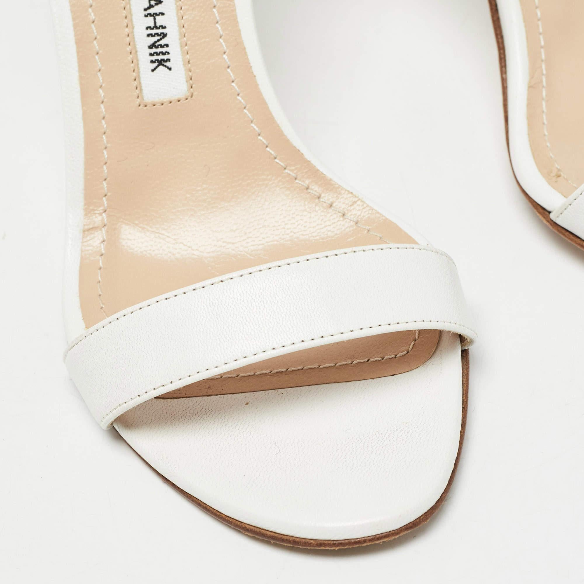 Manolo Blahnik White Leather Chaos Sandals Size 36 4