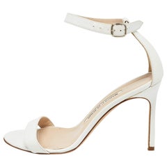 Manolo Blahnik White Leather Chaos Sandals Size 36 Used Manolo Blahnik White Leather Chaos Sandals Size 36