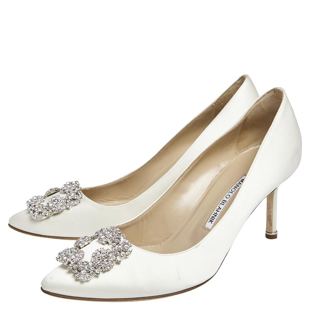 white satin pumps