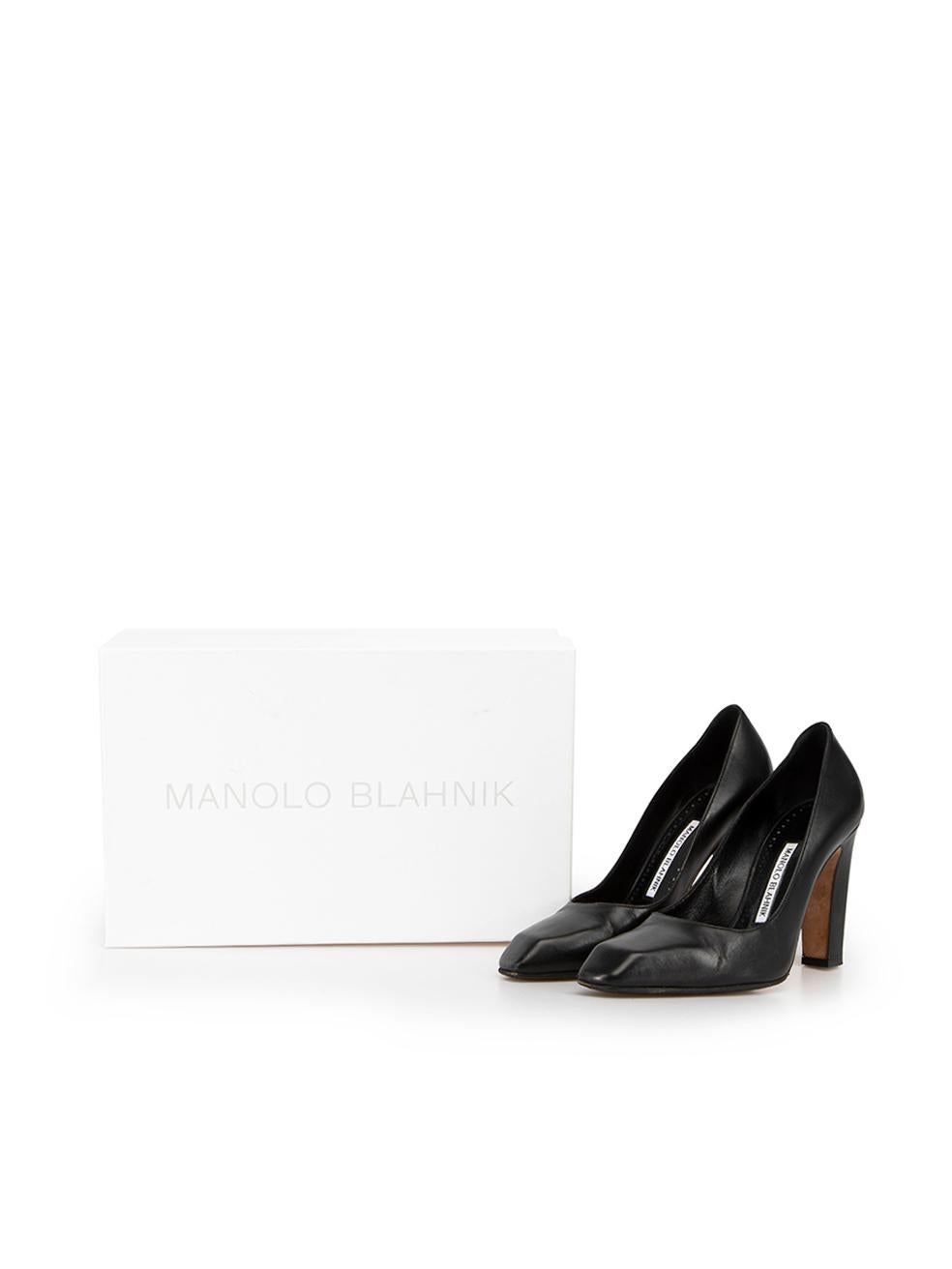 Manolo Blahnik Women's Black Leather Gaga 105 Angular Toe Pumps 3