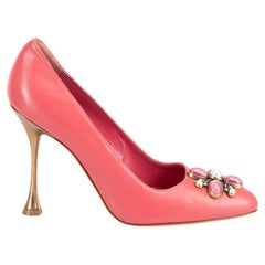 Used Manolo Blahnik Women's Pink Embellished Accent Pumps