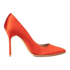 Manolo Blahnik Women's Red Satin Slip On Pumps