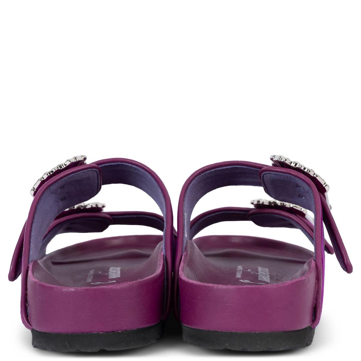 Women's MANOLO BLAHNIK x BIRKENSTOCK fuchsia velvet 2020 EMBELLISHED Sandals Shoes 41
