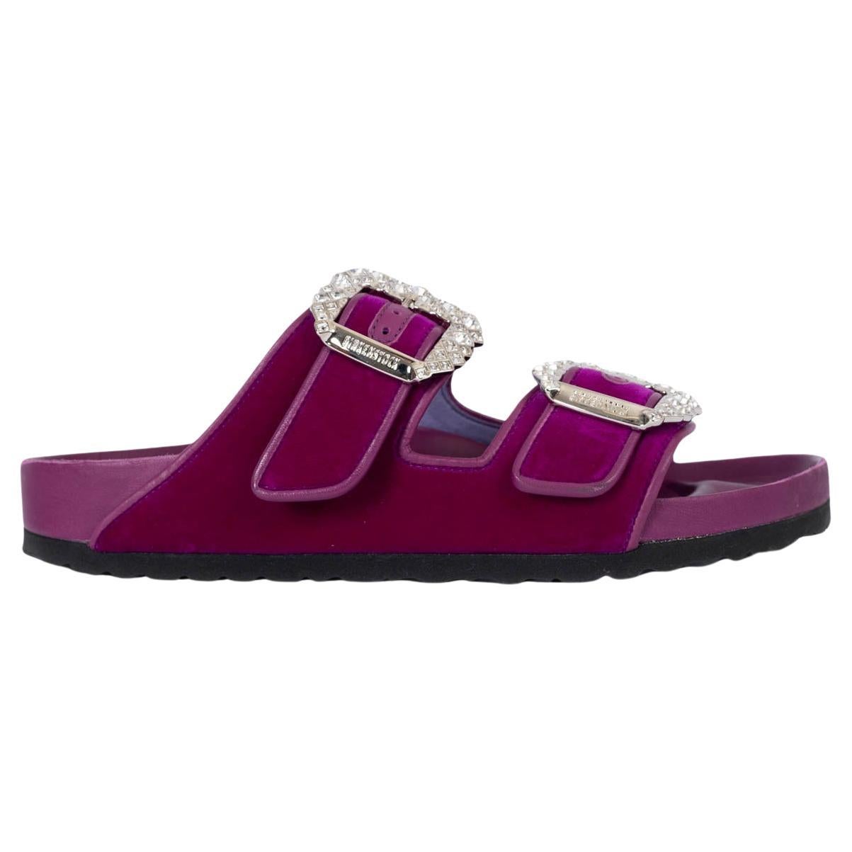 MANOLO BLAHNIK x BIRKENSTOCK fuchsia velvet 2020 EMBELLISHED Sandals Shoes 41