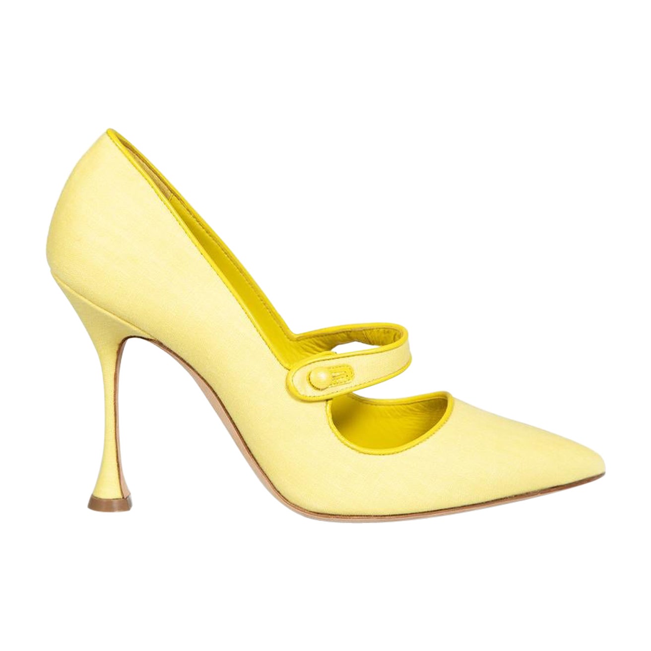 Manolo Blahnik Yellow Mary Jane Pointed Toe Pumps Size IT 38.5
