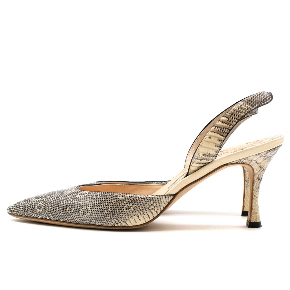 Women's Manolo Blahnk Lizard Roccia Ring Slingback Pumps	38.5