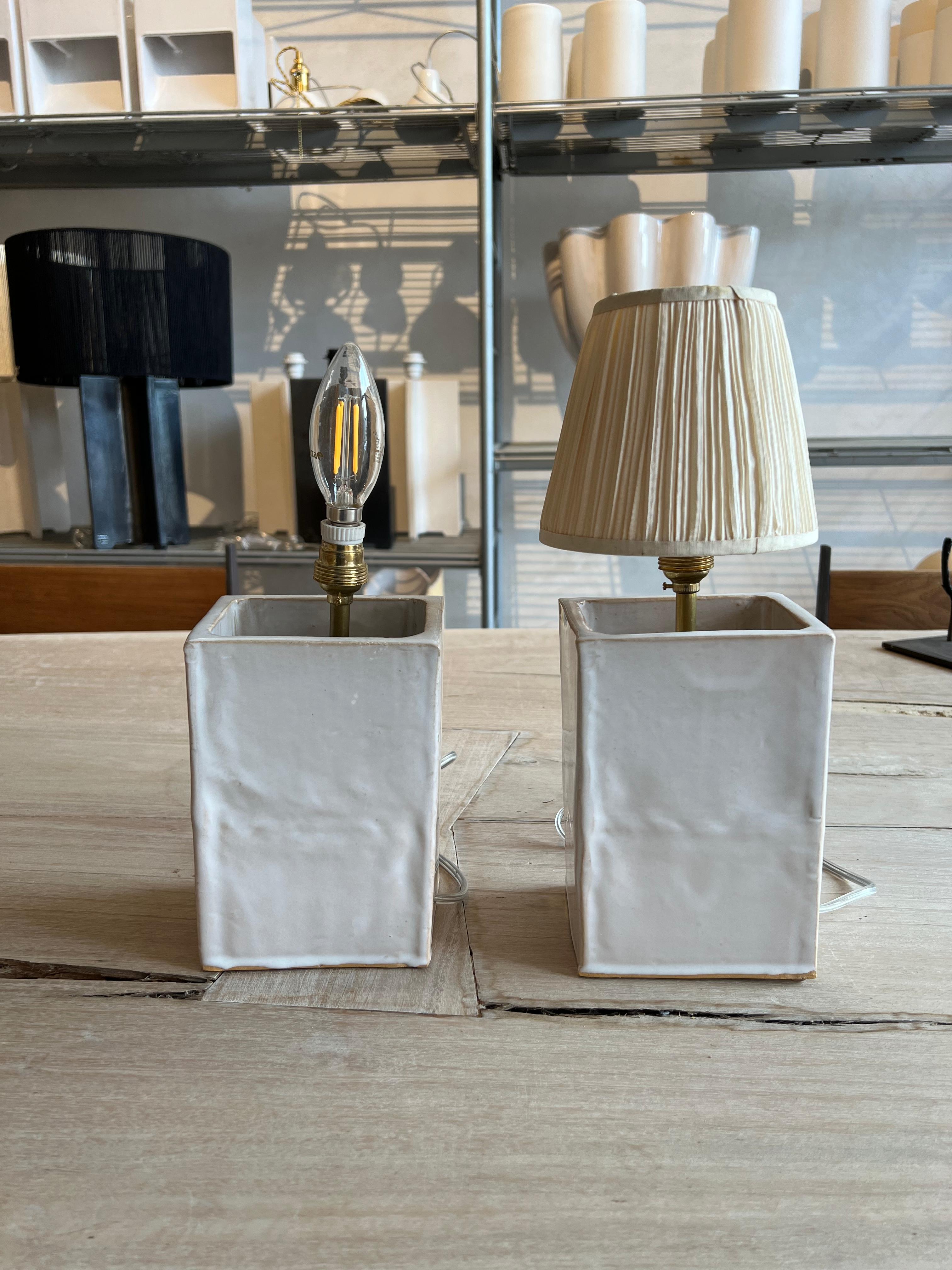 Modern Manolo Eirin Handmade Ceramic Table Lamps 'Lampshade Included', Off White