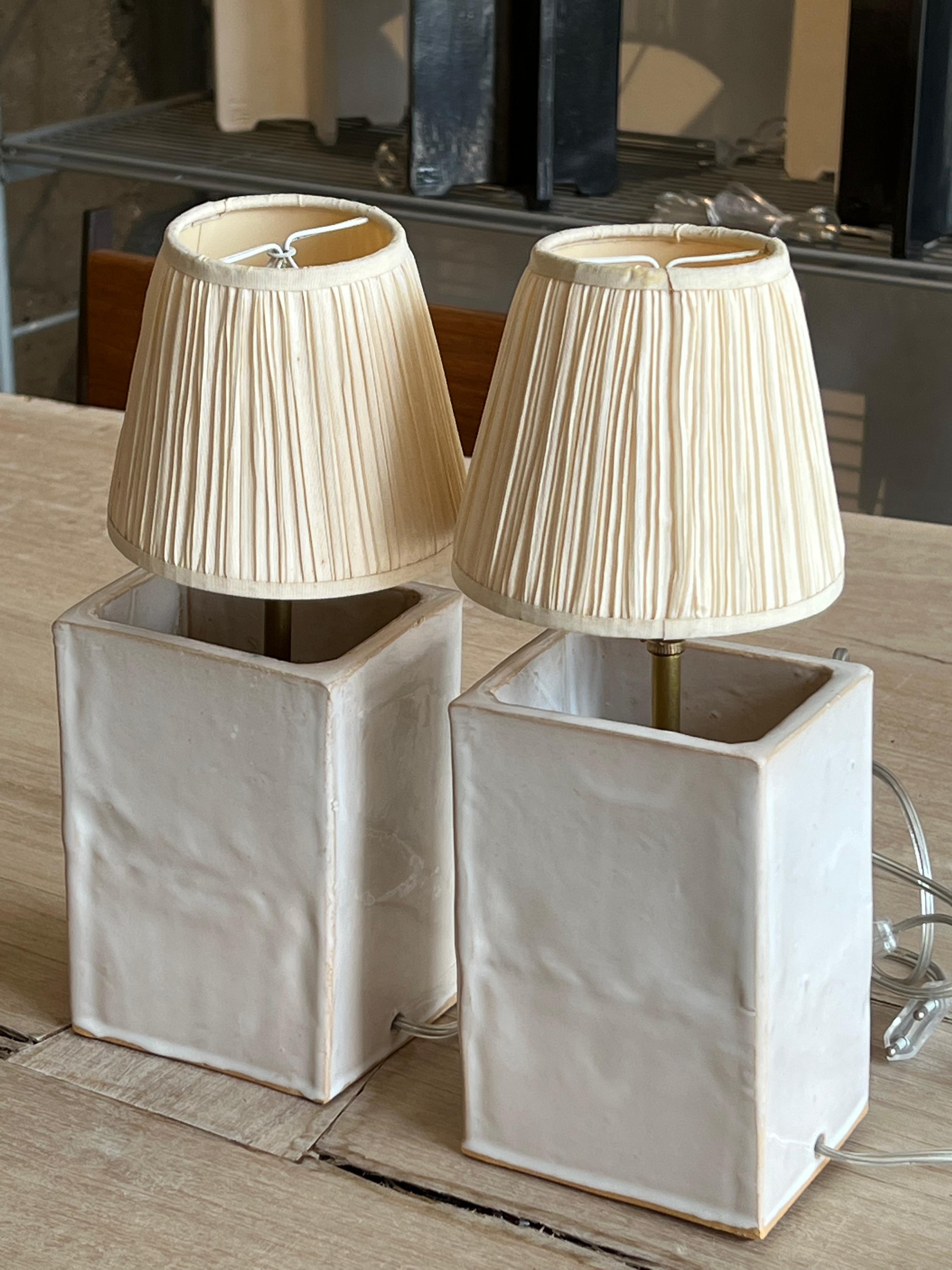 Manolo Eirin Handmade Ceramic Table Lamps 'Lampshade Included', Off White In New Condition In Carballo, ES