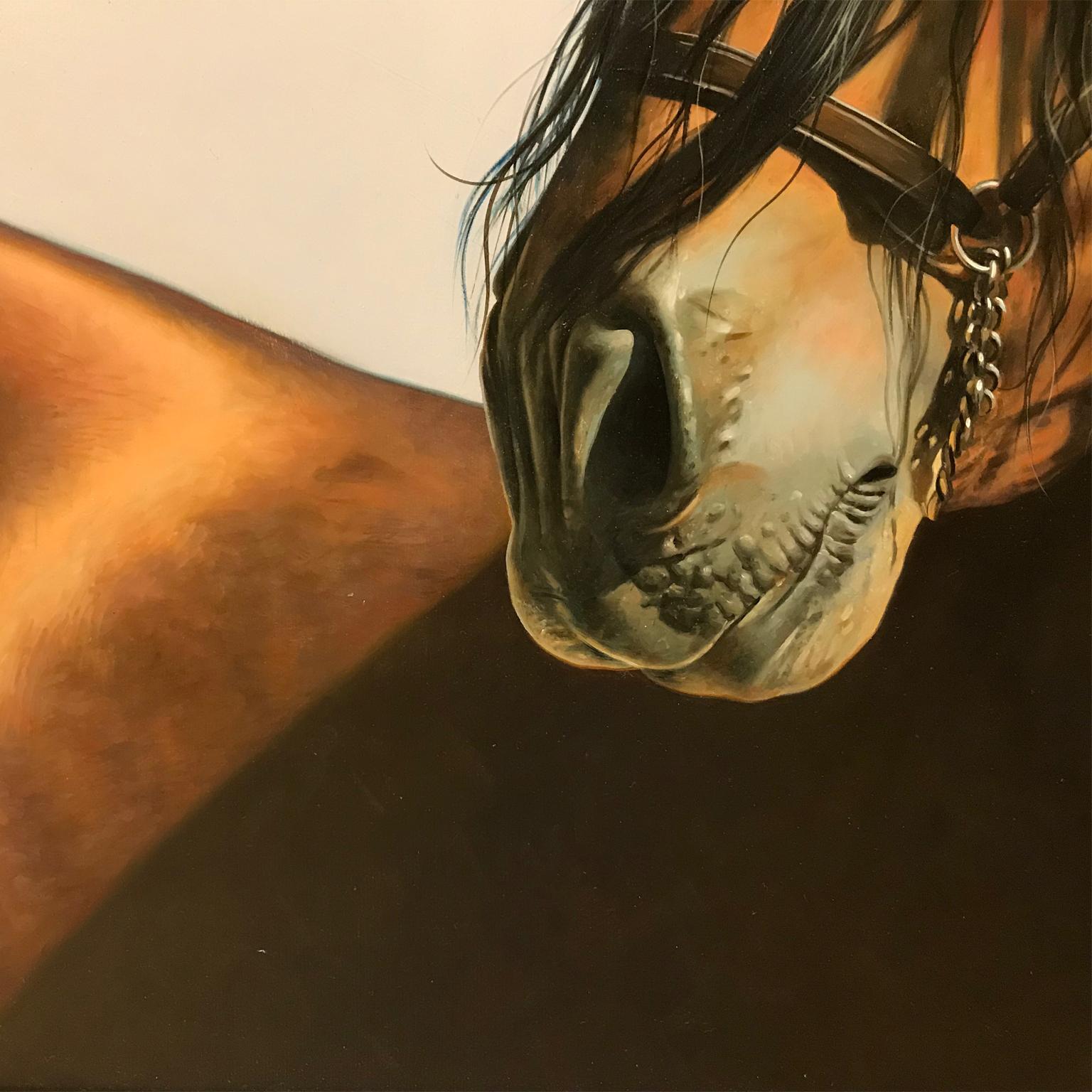Realism - Hyperrealism-  Brown horse.
He was born in Malaga in 1973.

He studied at the Art School in his hometown, where he soon noted for his extraordinary skill.

His art is spontaneous, detailed and unquestionable  did not receive the learned