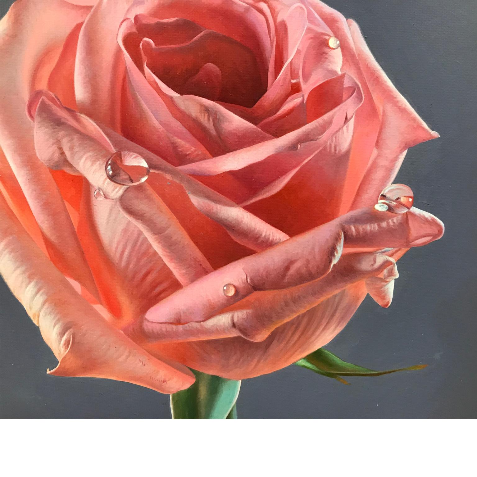still life, roses  - Painting by Manolo Higueras