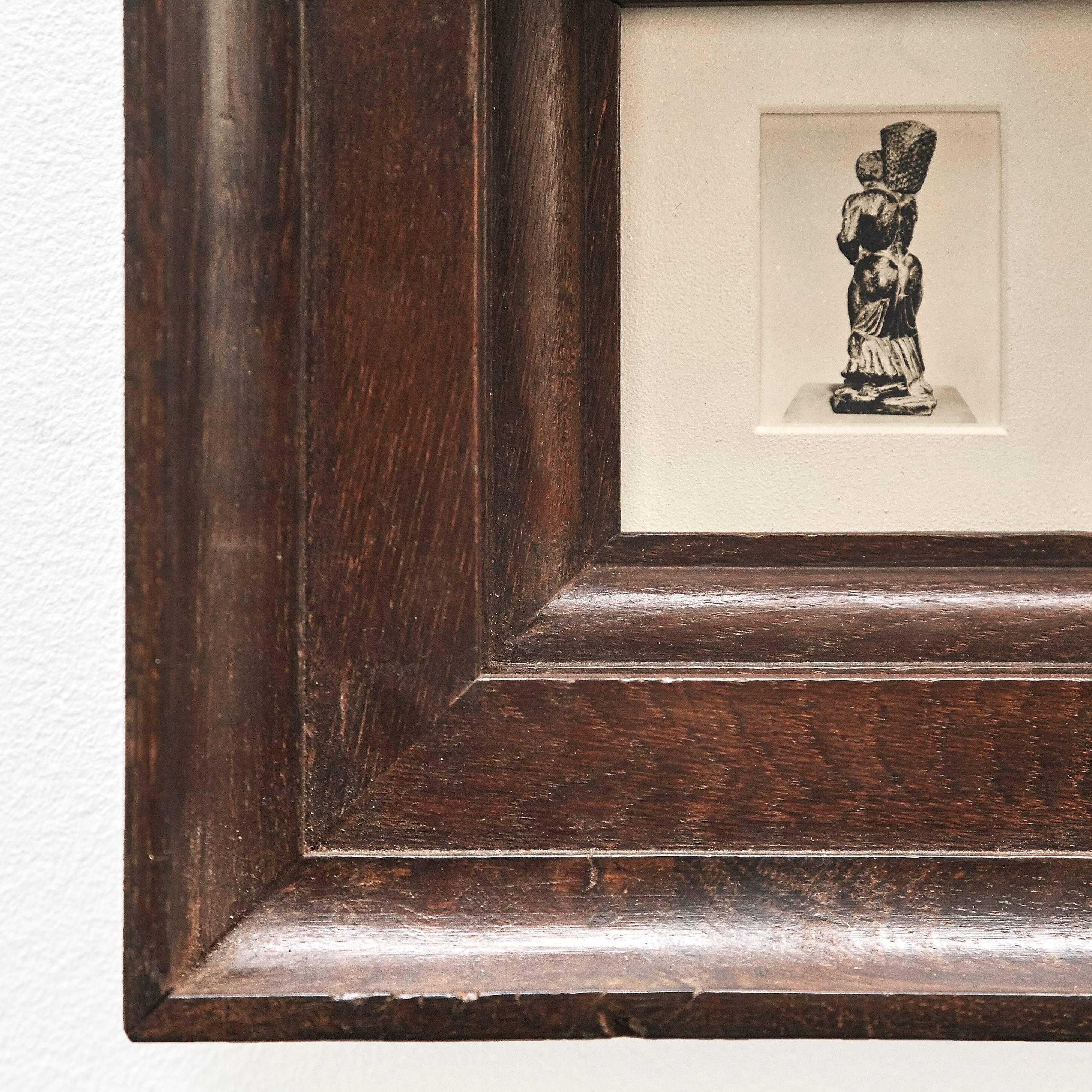 Mid-20th Century Manolo Hugué Archive Photo: 1960 Sculpture, 19th Century Frame, Silver Bromide  For Sale