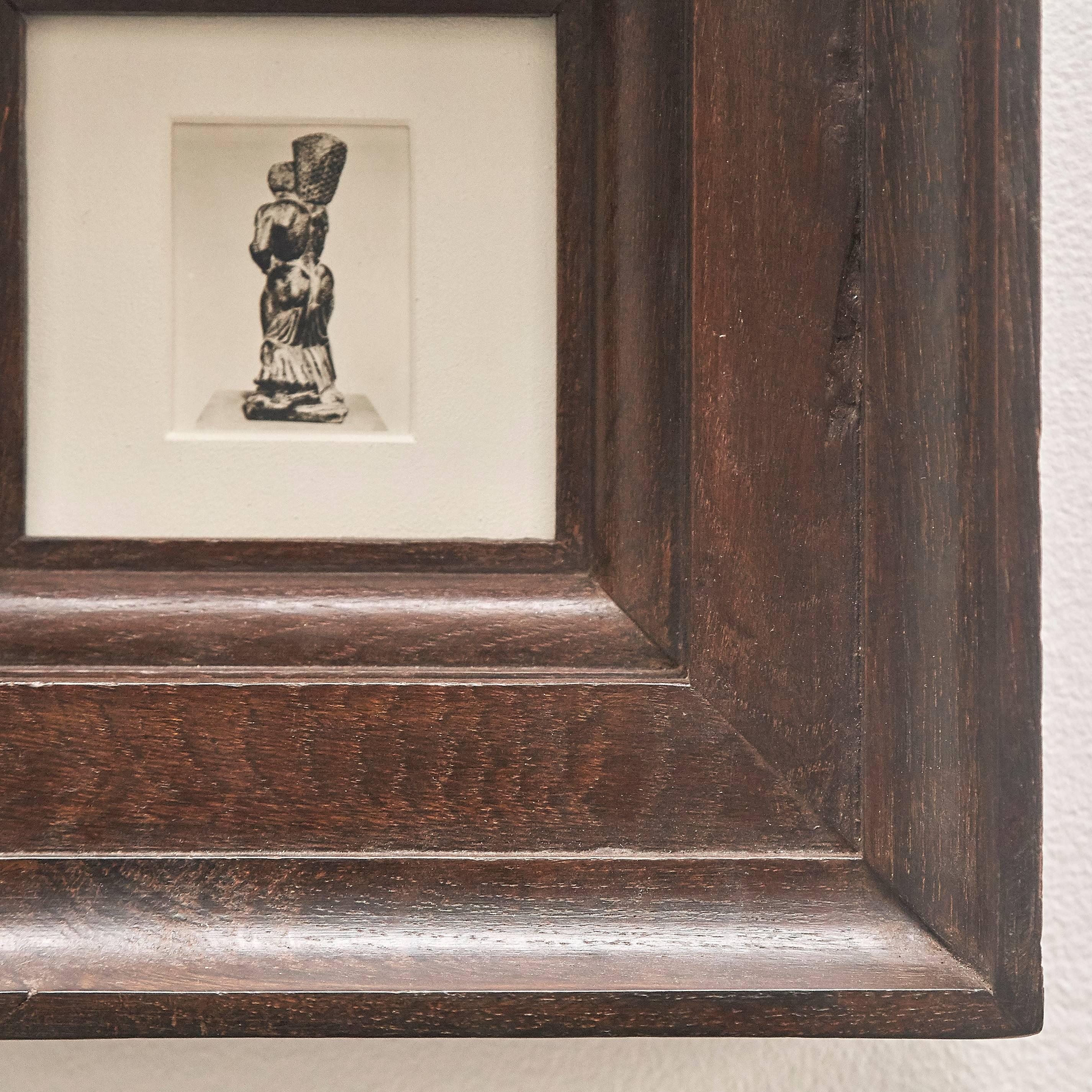 Manolo Hugué Archive Photo: 1960 Sculpture, 19th Century Frame, Silver Bromide  For Sale 1