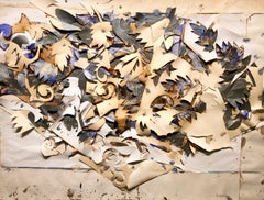Manolo Valdés. Abanico con flores blancas. Técnica mixta sobre papel, montado sobre cartón.
