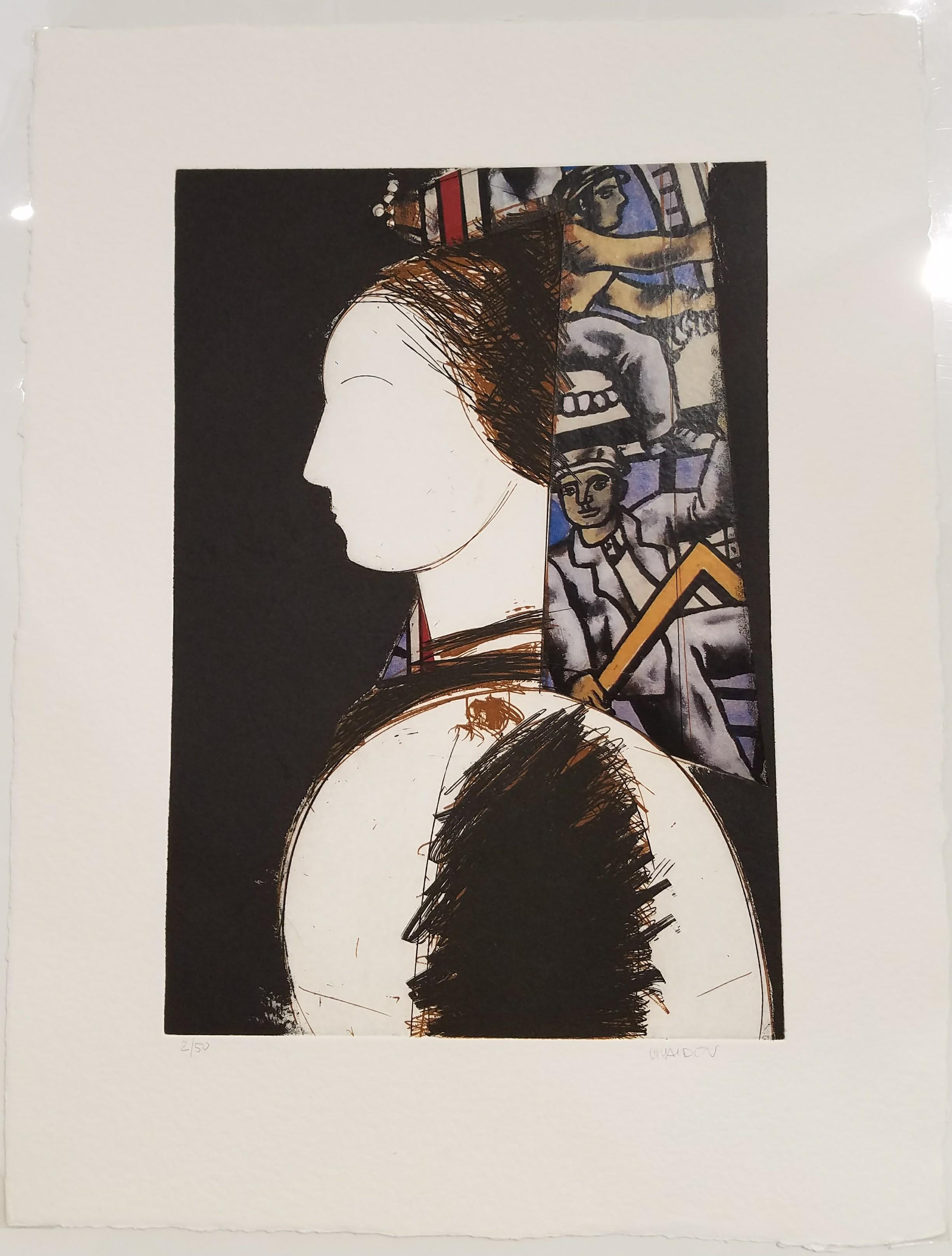 Beatrice II with Fernand Leger Unique Collage - Print by Manolo Valdes
