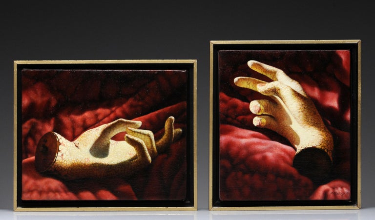 Diptych Hand Painting  - Black Still-Life Painting by Manon Cleary