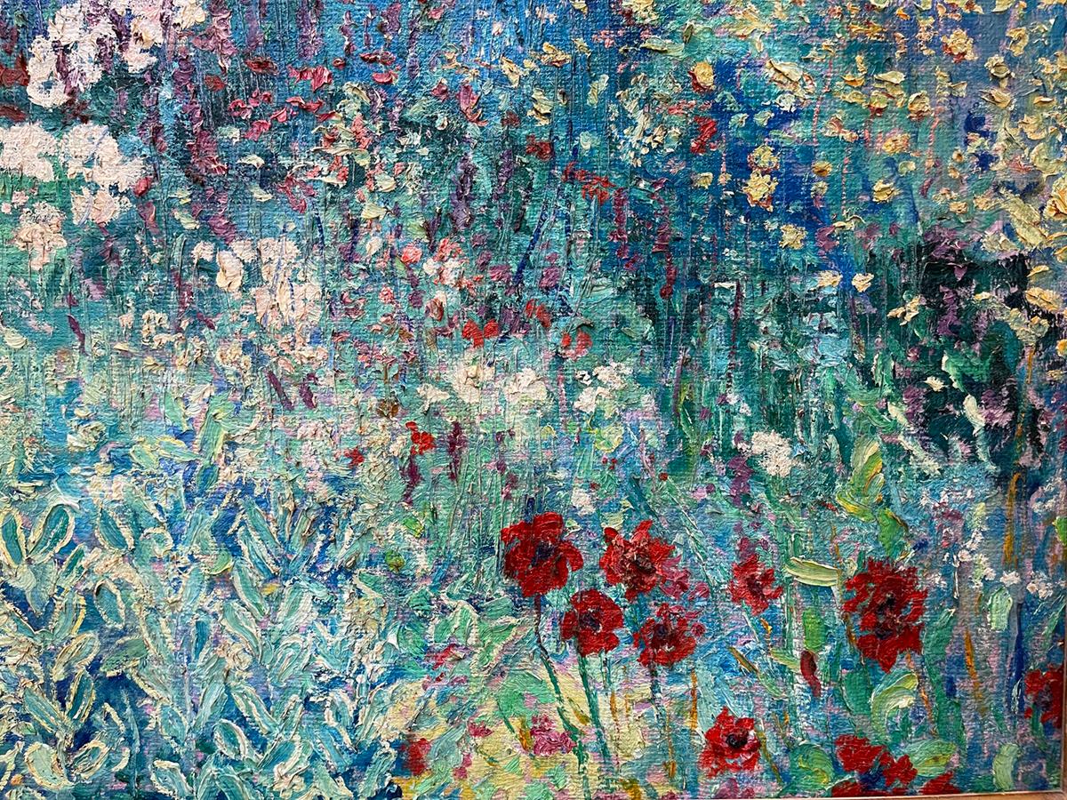 Manor Shadian ** Daffodils and Poppies Under the Trees ** Original Oil For Sale 2