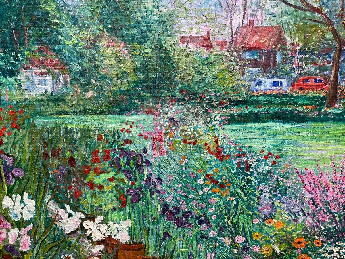Manor Shadian ** Parc avec parterre de fleurs ** Huile originale en vente 1