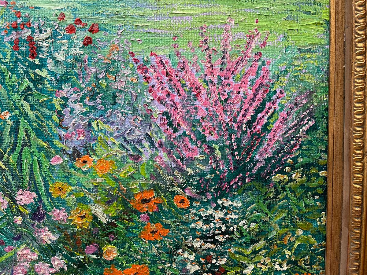Manor Shadian ** Parc avec parterre de fleurs ** Huile originale en vente 3