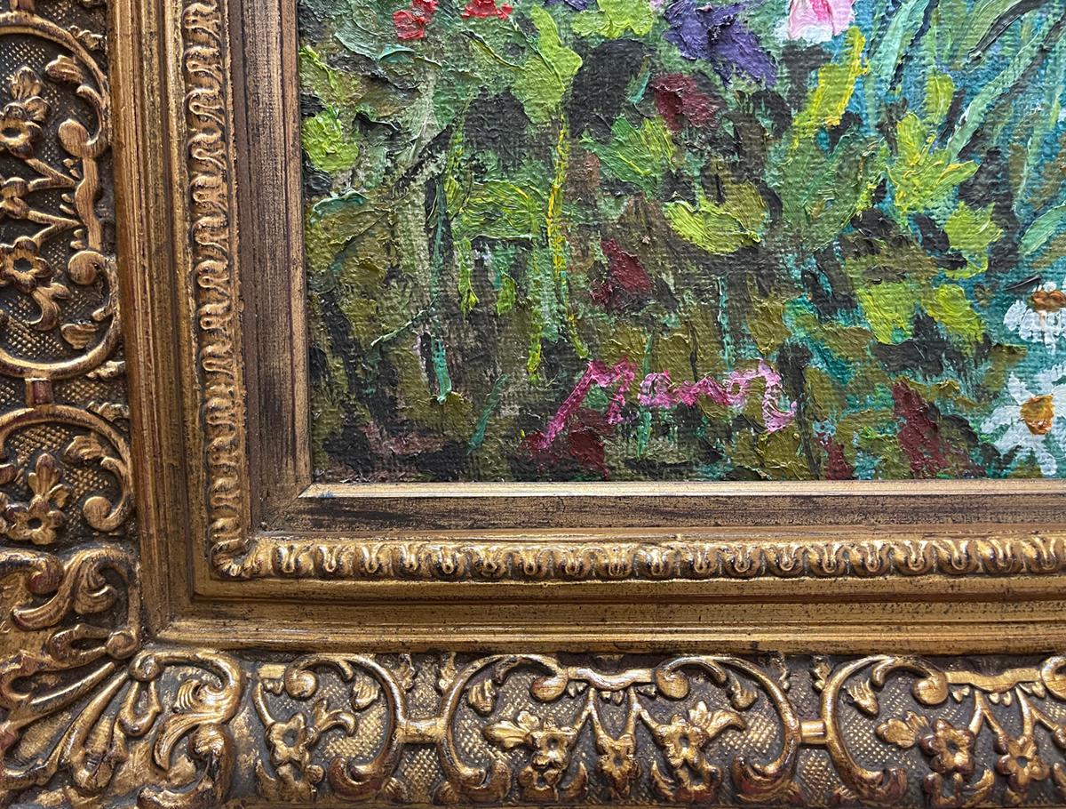Manor Shadian ** Parc avec parterre de fleurs ** Huile originale en vente 5