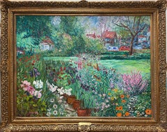 Manor Shadian ** Park with Bright Flower Bed ** Original Oil