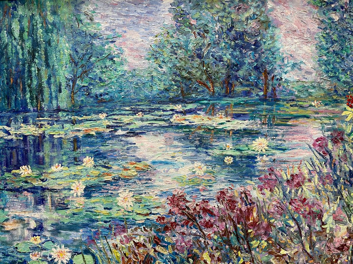 Manor Shadian ** Sunrise with Water Lilies ** Original Oil For Sale 2