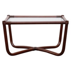 Manou Dark Bamboo Coffee or Side Table with Inset Glass