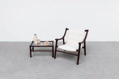 Manou Dark-Stained Bamboo and Glass Coffee Table with Rattan Joints