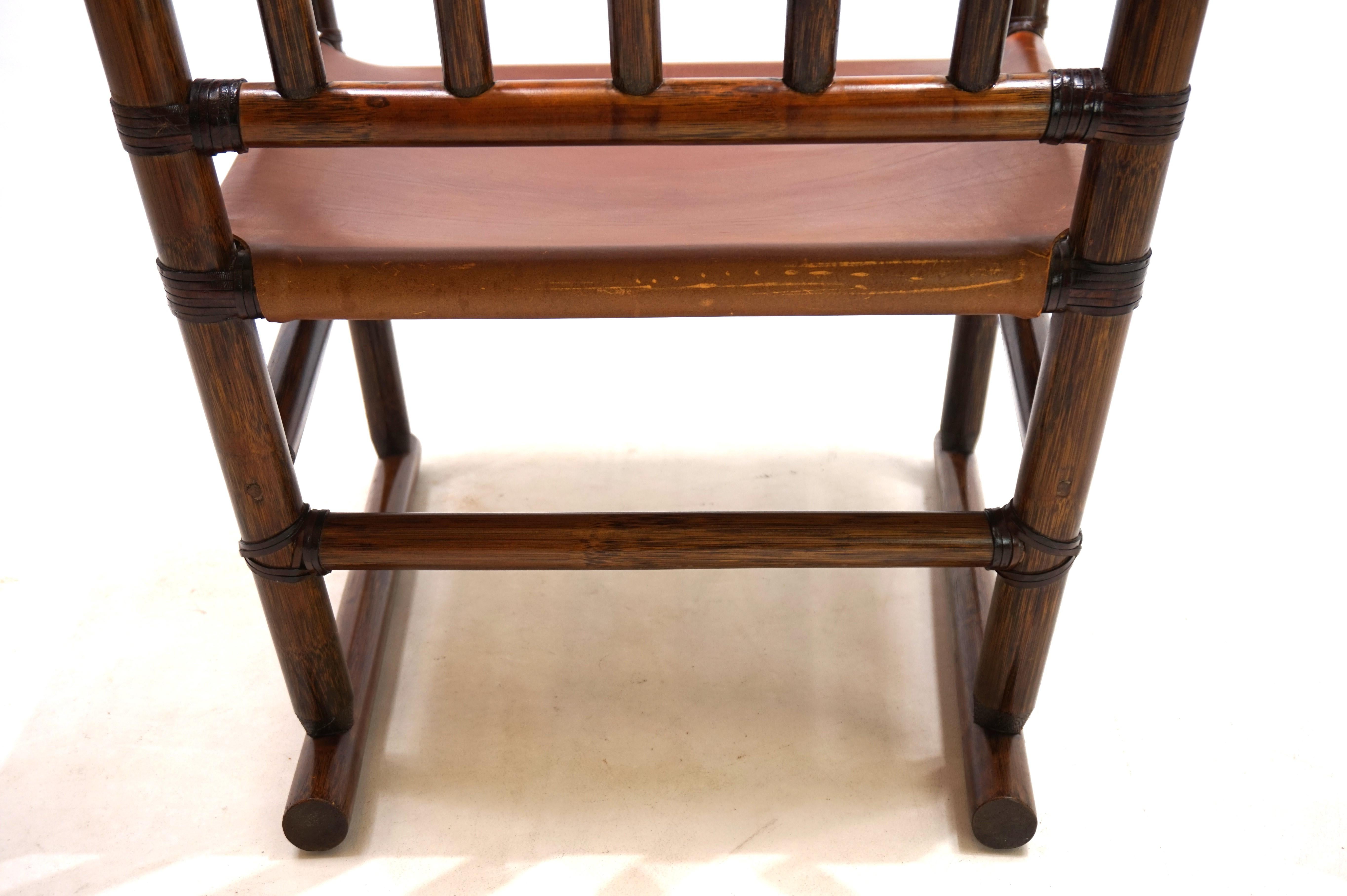 Fauteuil Manou en rotin avec siège en cuir, 1960 en vente 12
