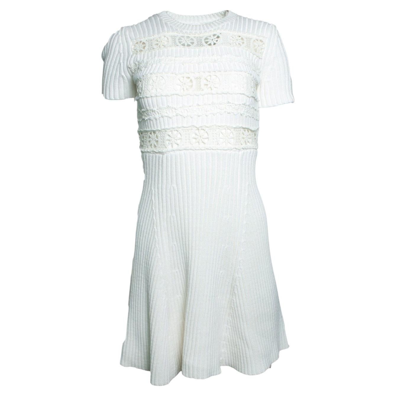 Manoush, crochet and knitted dress in white For Sale