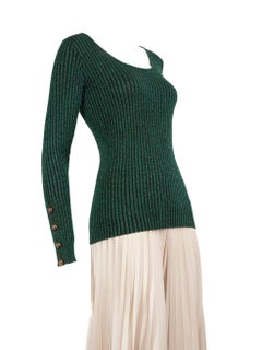 Manoush Top à manches longues vert métallisé, taille S