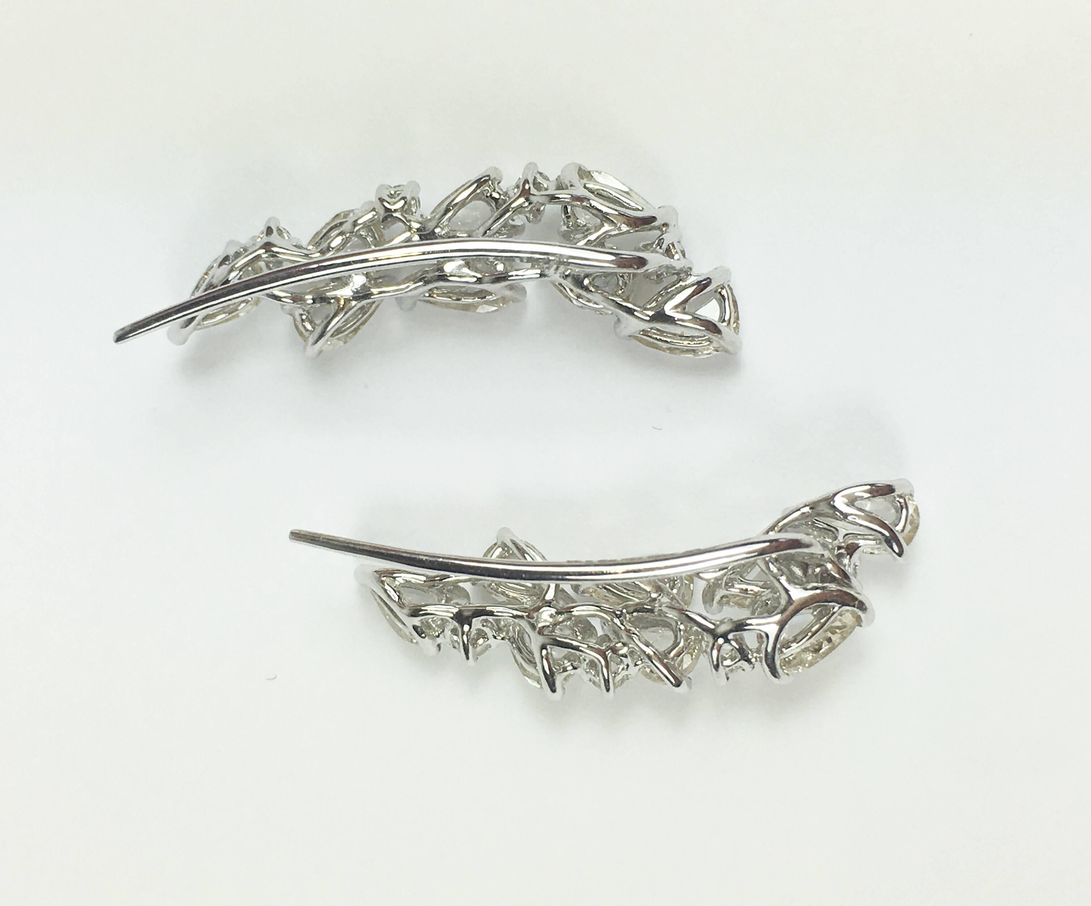 Manpriya B 18 Karat White Gold Rose Cut Diamond Climbers Earrings  In New Condition In London, GB