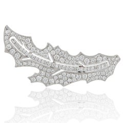 Manpriya B Diamond 18 Karat White Gold Arabesque Leaf Ear Climber Earrings