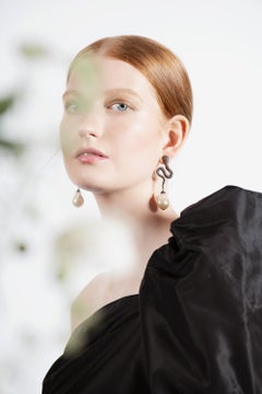 Manpriya B Diamond, Emerald and Baroque Pearl Serpent Dangling Earrings