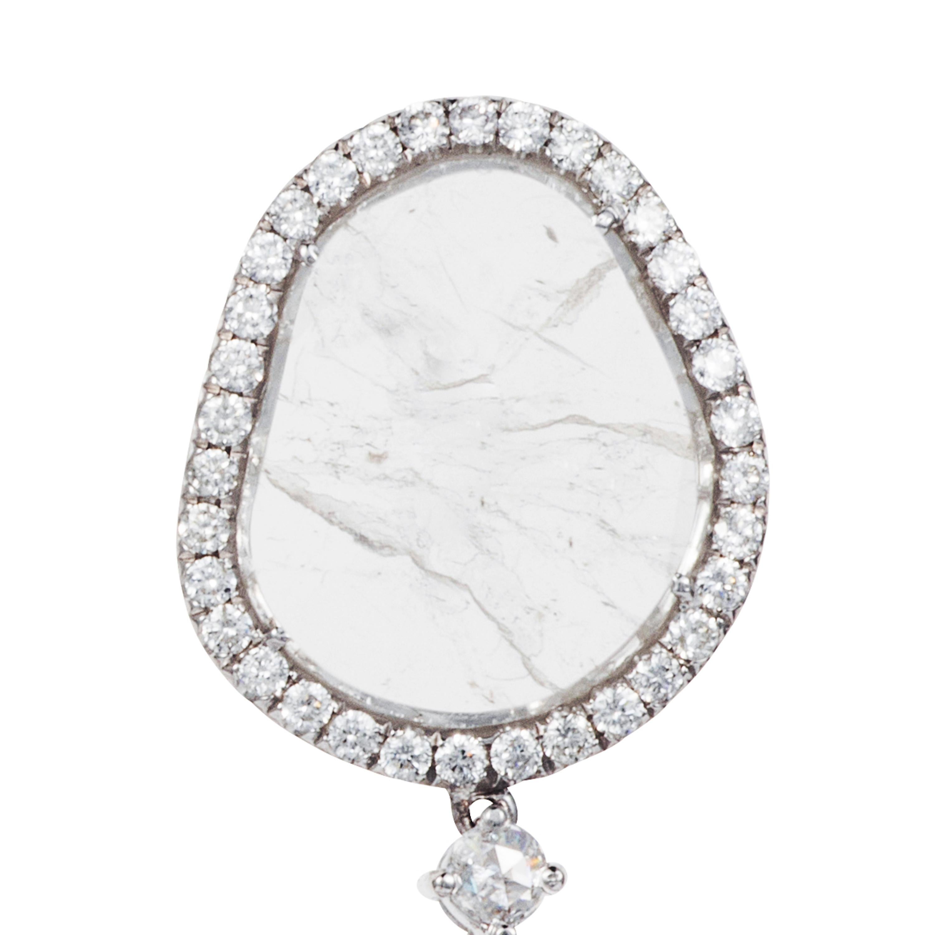 Manpriya B Double Slice & Rose Cut Diamond 18K Gold Diva Dangle Drop Earrings  For Sale 3