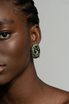 Manpriya B Green Amethyst with Tsavorite Peridot Diamond Gold Silver Earrings