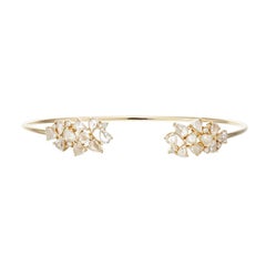 Manpriya B Pear Rose Cut & White Diamond 18K Gold Cluster Bangle Bracelet 