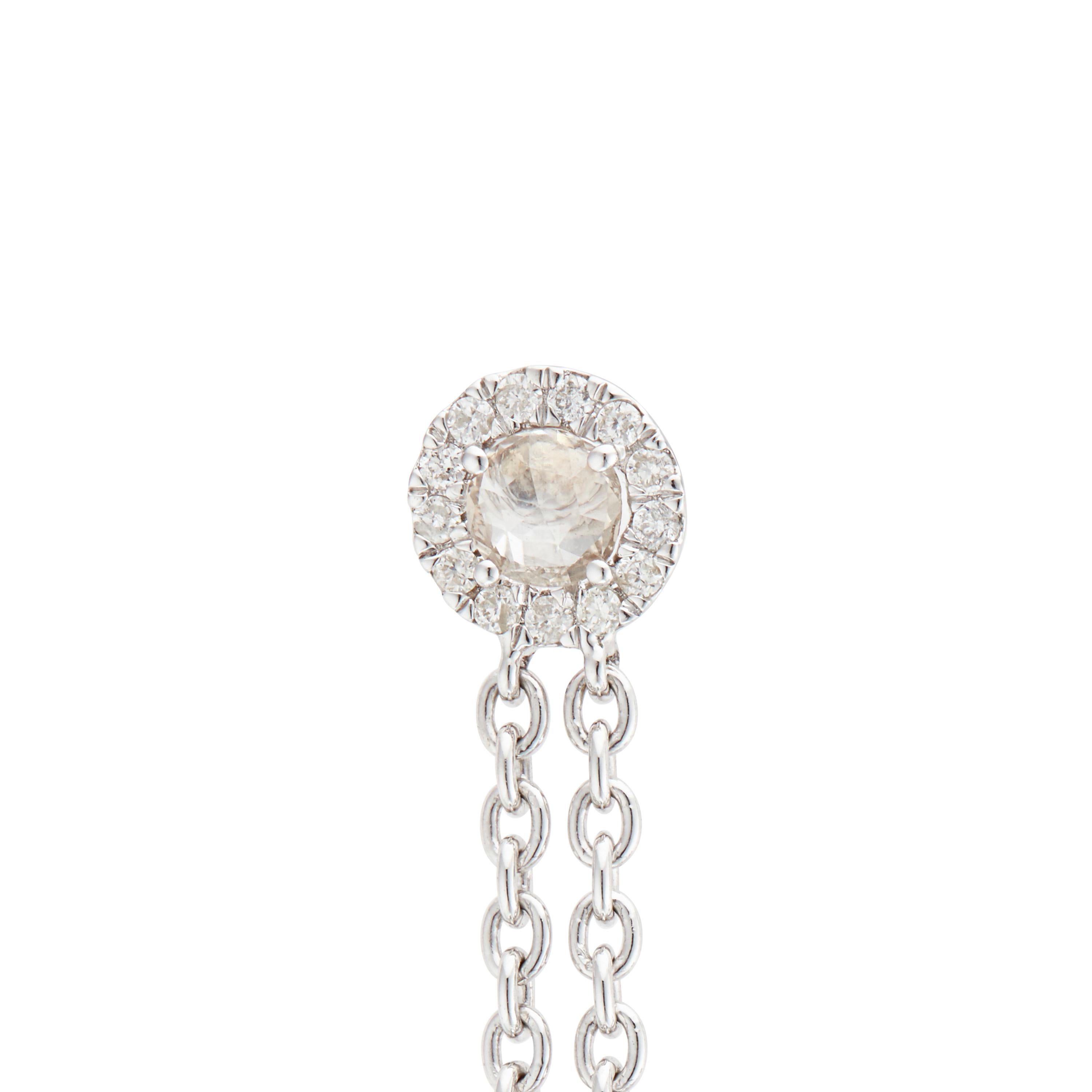 Manpriya B Rose Cut & Slice Diamond 18K White Gold Diva Dangle Drop Earrings In New Condition For Sale In London, GB