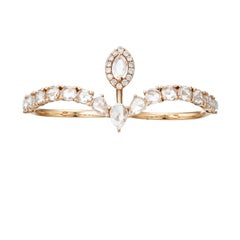 Manpriya B Rose Cut Diamond Double Shank 18K Rose Gold Crown Ring