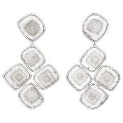 Manpriya B Slice and White Diamond, Gold Cinque Chandelier Earrings