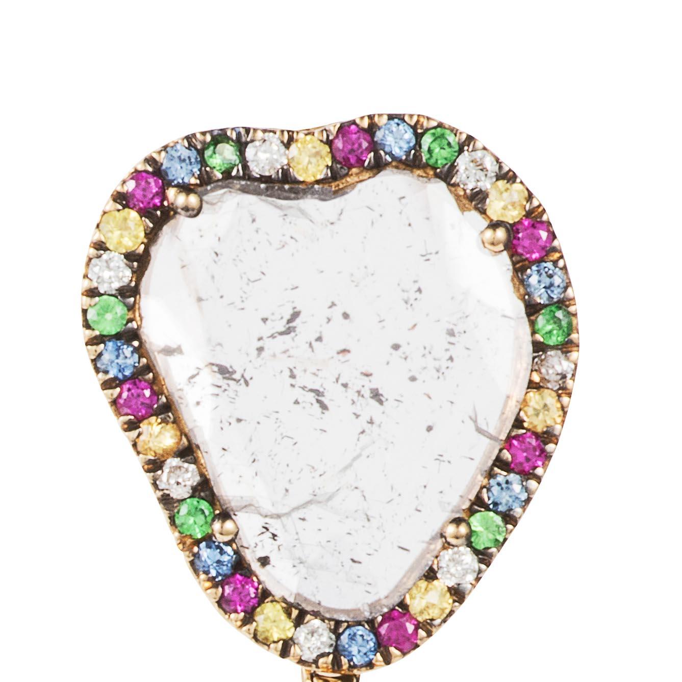 Manpriya B Slice Diamond Ruby, Coloured Sapphire & Tsavorite Diva Drop Earrings  7