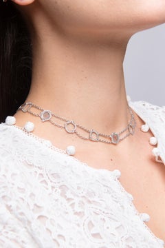 Manpriya B Slice, Rose Cut, White Diamond in 18K Gold Collar Chain Necklace