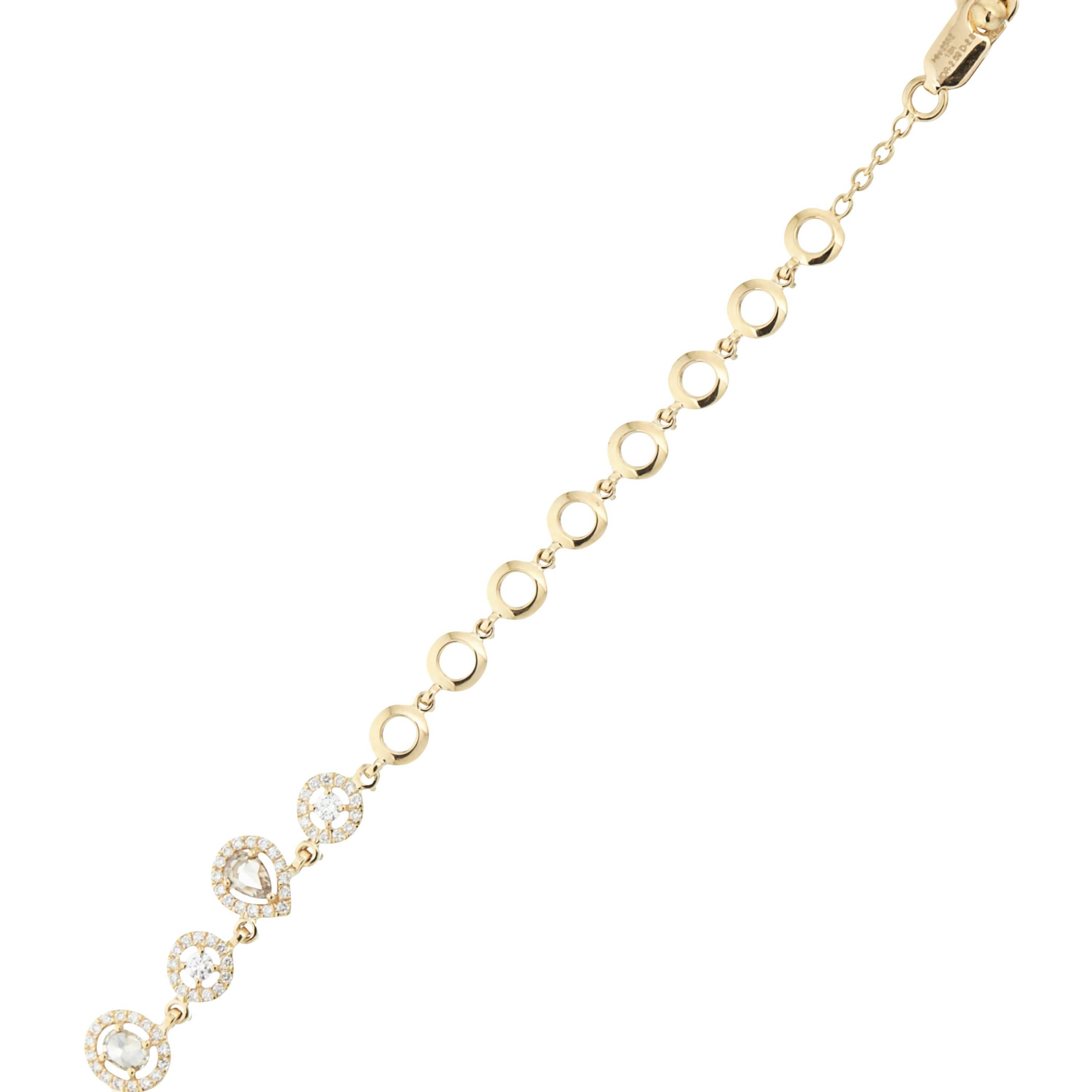 Modern Manpriya B Yellow Gold Fancy Coloured Rose Cut Starlet Diamond Line Necklace For Sale