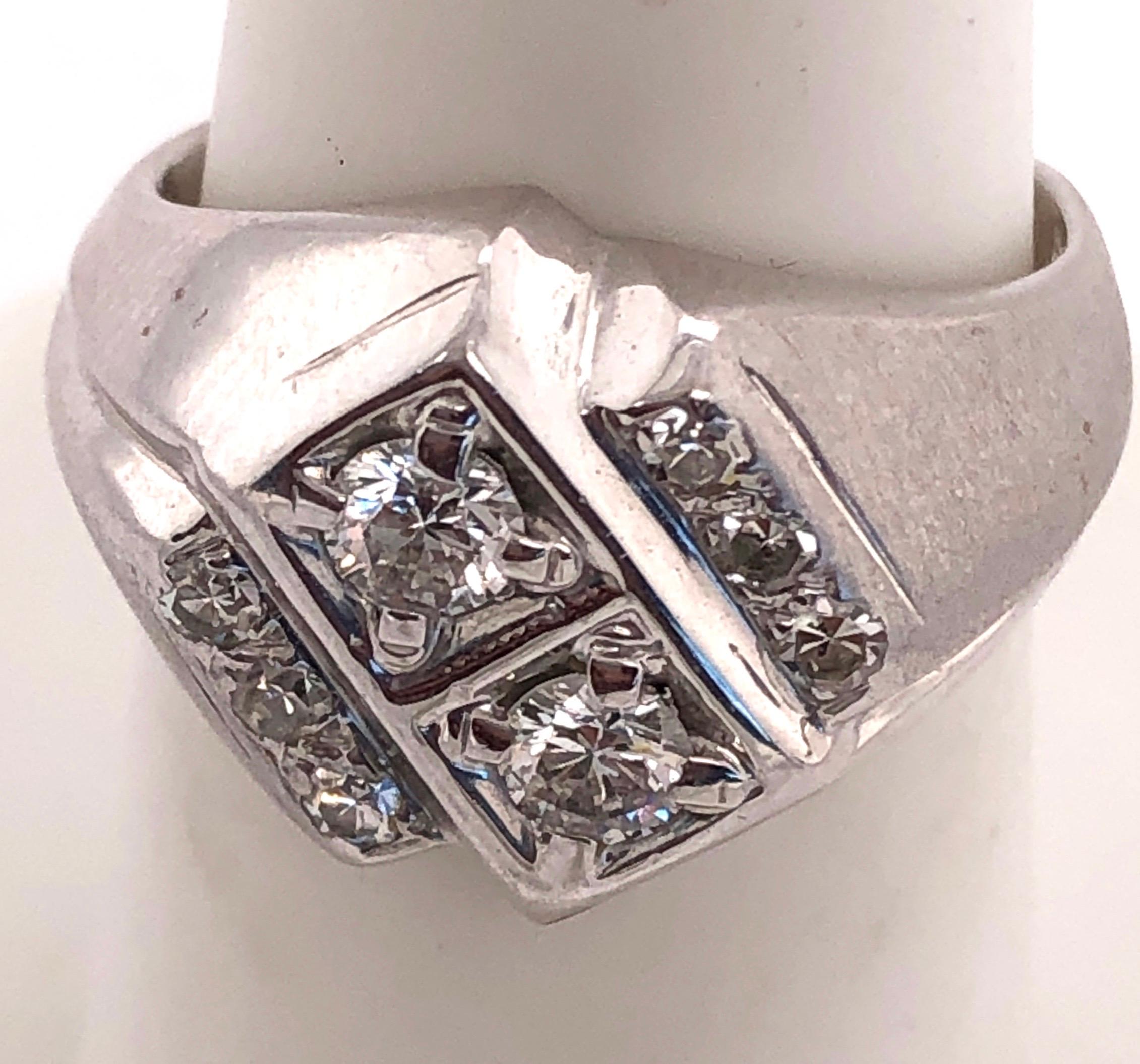 Man’s 14 Karat White Gold and Diamond Ring For Sale 1