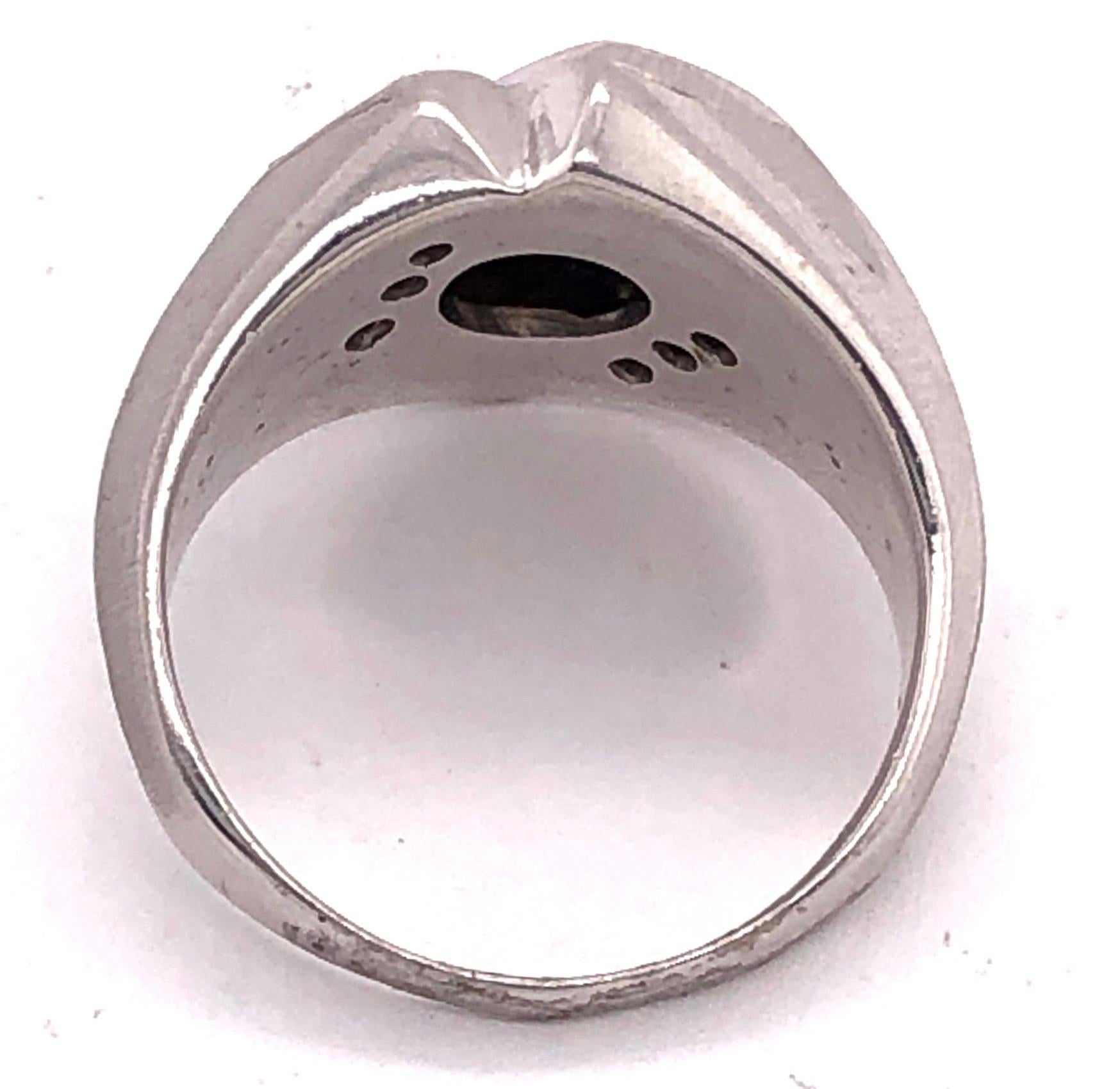 Man’s 14 Karat White Gold and Diamond Ring For Sale 4