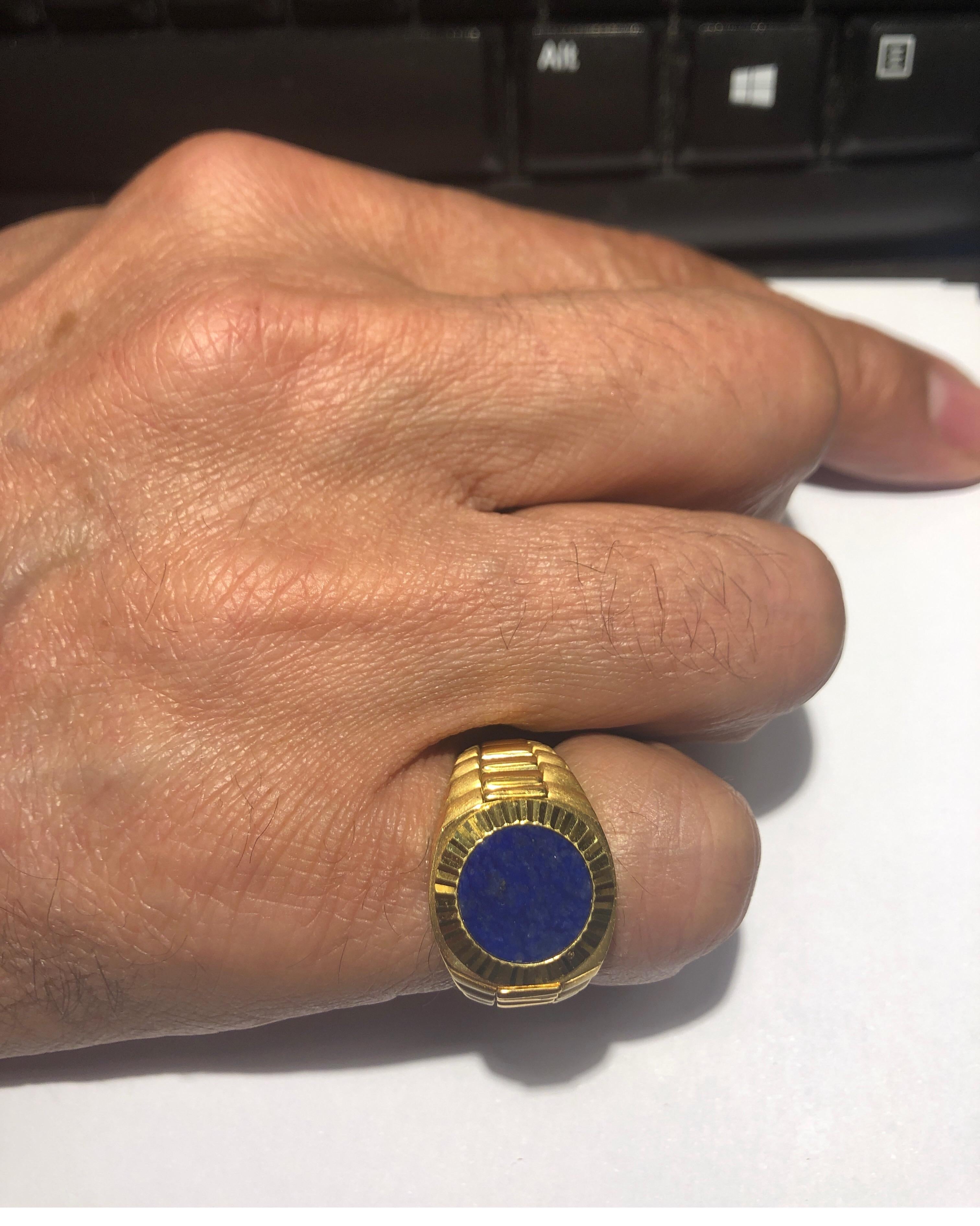 Men's Men’s 18 Karat Yellow Gold and Blue Lapis Ring