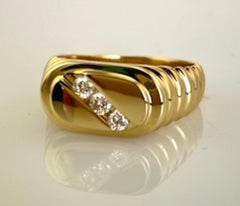 Mans 3 Diamond Ring .30 TW 14 Karat Yellow Gold 8.4 Grams