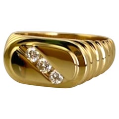 Mans 3 Diamond Ring .30 TW 14 Karat Yellow Gold 8.4 Grams