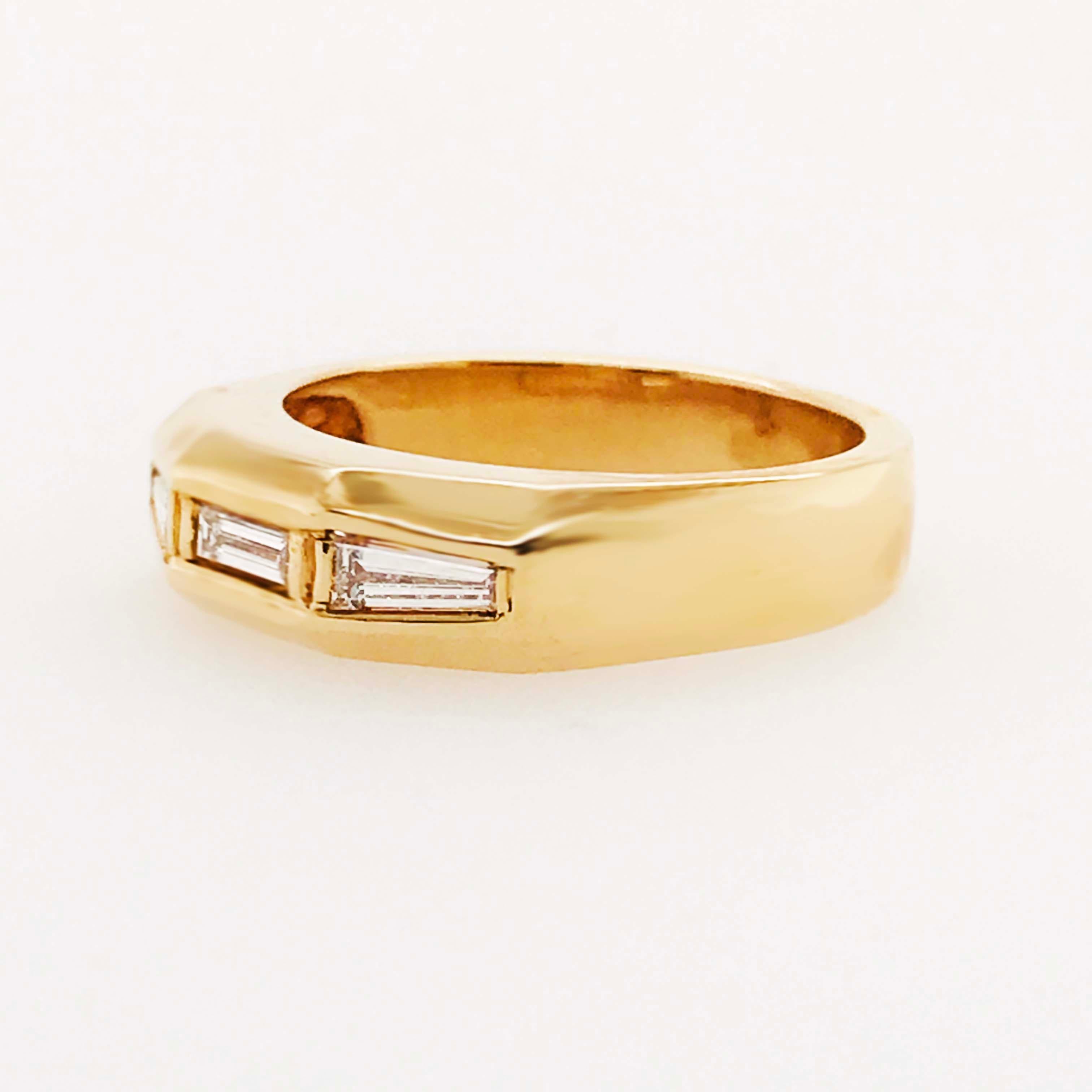 Man’s Baguette Diamond Ring Three Diamonds Representing Past, Present ...