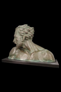 "man's Bust" plaster With Bronze Patina By Johannes Dommisse (1878-1955)