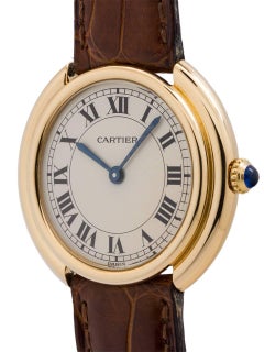 Cartier Yellow Gold Vendome Tank manual wind Wristwatch, circa 1980s